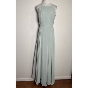 Jenny Yoo Collection Green Bridesmaid Dress Size 12 Chiffon Full Skirt Halter